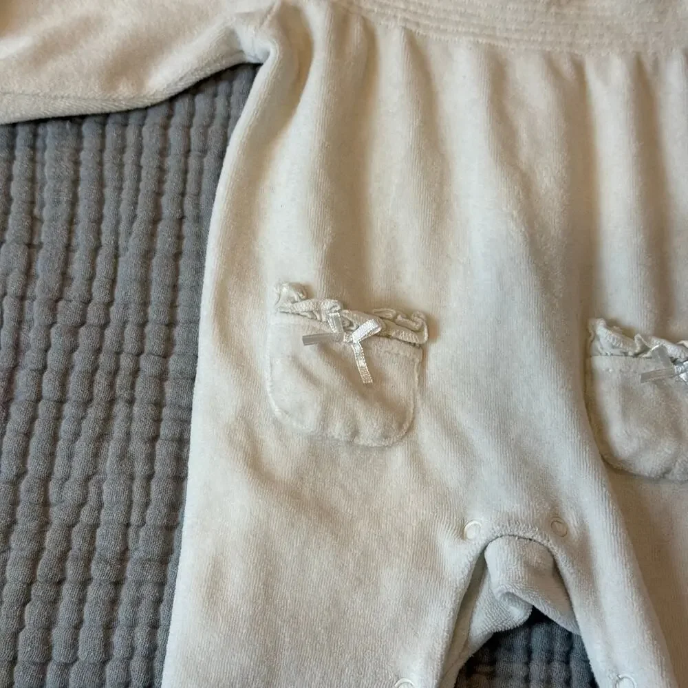 Rock a Bye Baby 0-3 Months Velour Sleeper Footie PJs Romper Outfit Baby Girl